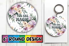 Blissful Round Sublimation Ornaments, Flower Quote Product Image 1