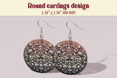 Vintage pattern earrings | Silver Round Earring sublimation Product Image 1