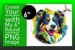 Dynamic Abstract Dog Design Round Keychain Sublimation Product Image 1