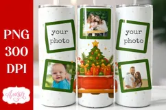 Christmas Photo tumbler wrap sublimation, Christmas truck Product Image 1