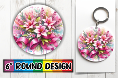 Blissful Round Keychains PNG, Flowers Product Image 1