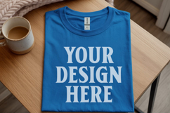Gildan 64000 Royal Blue Folded Tshirt Mockup Product Image 1