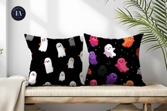 Floating Cute Cartoon Ghosts Seamless Tileable Digital Paper Product Image 2
