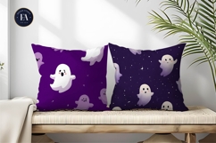 Tileable Floating Cute Cartoon Ghosts Seamless Digital Paper Product Image 2