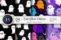 Seamless Tileable Floating Cute Cartoon Ghosts Digital Paper Product Image 1
