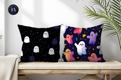 Cute Floating Cartoon Ghosts Seamless Tileable Digital Paper Product Image 2