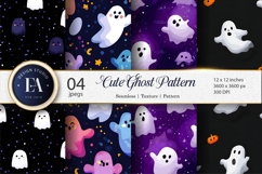Cute Floating Cartoon Ghosts Seamless Tileable Digital Paper Product Image 1
