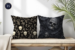 Creepy Skull Pattern Gothic Seamless Tileable Digital Paper Product Image 2