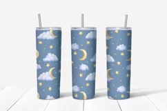 Night and Moon sublimation design. Skinny tumbler wrap Product Image 2