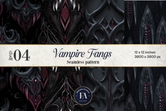 Vampire Fangs Pattern, Dark Gothic Teeth Digital Paper Product Image 1