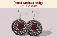 Vintage pattern earrings | Silver Round Earring sublimation Product Image 1