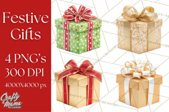 Christmas Gifts Clipart PNG, Realistic Holiday Presents Product Image 1