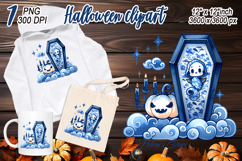 Cute blue Halloween coffin clipart t shirt designs png Product Image 2