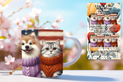 Trendy 15oz Mug Wrap Png Design , Dog and cat Product Image 1