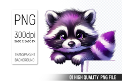 Cute Raccoon, Animal Sublimation Clipart PNG Product Image 1