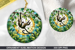 Monkey Stained Glass Ornament PNG, Digital Download File Product Image 1