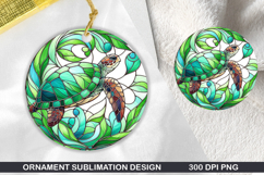 Turtle Stained Glass Ornament PNG, Sublimation PNG Design Product Image 1
