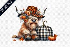Halloween Highland cow Sublimation - Clipart PNG Design Product Image 1
