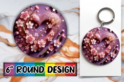 Cheerful Circle Keychains Design PNG, 3D Heart Product Image 1