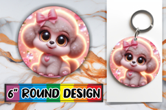 Blissful Keychain Circle PNG Style, 3D Dog Product Image 1