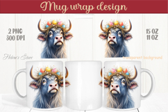 Easter highland cow with bunny mug wrap sublimation designs Product Image 1
