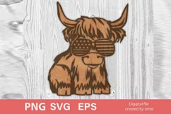 patriotic cow, longhair cow, file for cutting, cow america Product Image 1
