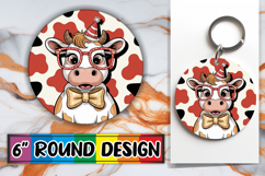 Luminous Round Designs Sublimation, Cute Cow Product Image 1
