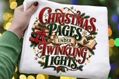 Christmas Pages Under Twinkling Lights PNG, Cozy Book Lover Product Image 2