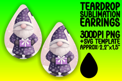 Vibrant Teardrop Earrings Design for Printing , Gnome Product Image 1