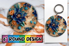 Glittery Summer Bloom Round Design Sublimation Keychain PNG Product Image 1