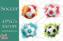 Soccer Clipart PNG with Team Color Paint Splash Design Product Image 1