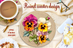 Delicate floral round coaster sublimation designs BUNDLE Product Image 6