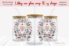 Boho Valentine pattern Libbey Can Glass Wrap 16oz design png Product Image 2
