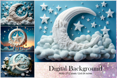 Moon Star Cloud Background Digital Paper_133 Product Image 1
