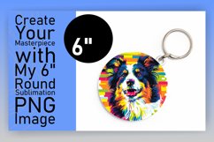 Whimsical Abstract Dog Round Design Keychain Art Product Image 1
