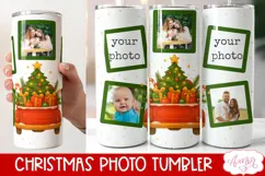 Christmas Photo tumbler wrap sublimation, Christmas truck Product Image 2