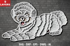 3D Bichon frise SVG, Layered Bichon frise SVG Cut File Product Image 1