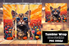 Adorable Kitty with Floral Tumbler Wrap Art Product Image 1