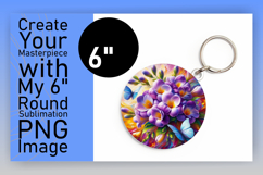 Whimsical Circle Design Keychain Template , Flowers Product Image 1