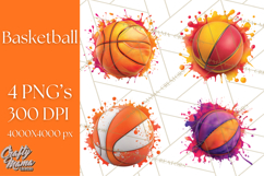 Basketball Clipart PNG with Team Color Paint Splash Design Product Image 1
