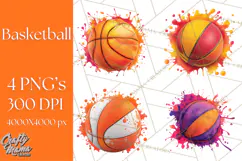Basketball Clipart PNG with Team Color Paint Splash Design Product Image 1