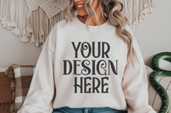 Sand Gildan 18000 Crewneck Sweatshirt Mockups,G18000 Product Image 1
