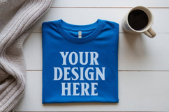 Gildan 64000 Royal Blue Folded Tshirt Mockup Product Image 1