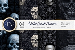Seamless Gothic Skull Pattern Creepy Tileable Digital Paper Product Image 1