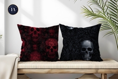 Creepy Gothic Skull Pattern Seamless Tileable Digital Paper Product Image 2