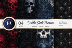 Creepy Gothic Skull Pattern Seamless Tileable Digital Paper Product Image 1