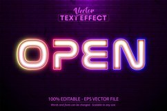 Neon glowing text effect, open text style on brick wall Product Image 1