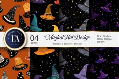 Seamless Witch Hats Pattern Spooky Magical Digital Paper Product Image 1