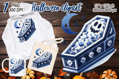 Cute blue Halloween coffin clipart t shirt designs png Product Image 2