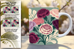 Chic 15oz Mug Wrap Png Template , Flowers Product Image 1